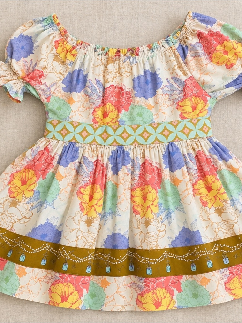 Matilda Jane Field of Fireflies Floral Puff Sleeve Dress Size 8